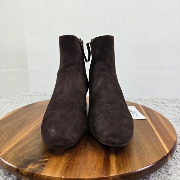 Aquatalia Ulyssaa Espresso Brown Suede Casual Ankle Bootie Boots Womens 7 M - Picture 5 of 16